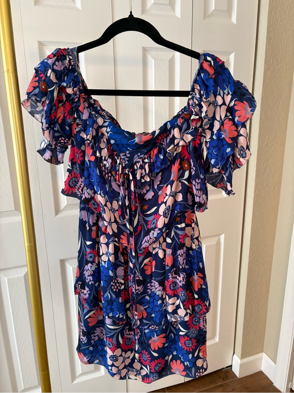 Parker Dress Mini Silk Navy Floral, garden, coquette, wedding guest, romantic